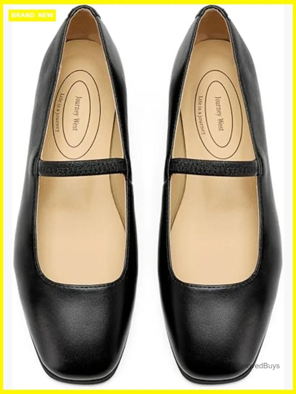Women's Lightweight Leather Mary Jane Flats - Slip On Walking Shoes